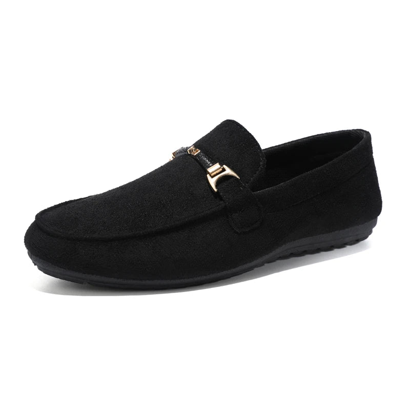 Spring Summer Blue Suede Loafers Men Slip On Soft Moccasins Breathable Flats Driving Shoes Men Leather Casual Shoes Handmade