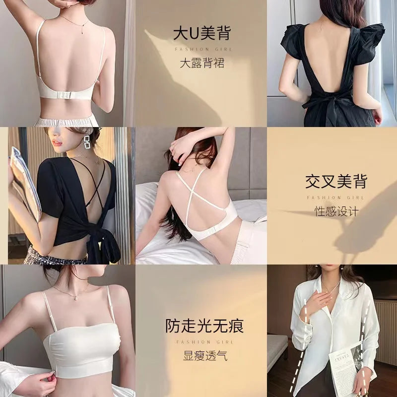 Bra Underwear For Women With anti Stray Light Wrap, Thin Shoulder Straps, Thin Back Vest, Sexy Bra, All In One For External Wear