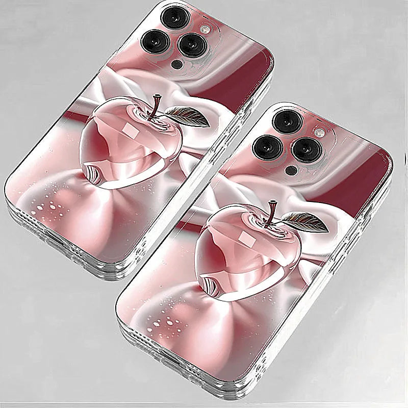 RedCrystal Cherry Print Phone Case For iPhone 16 Pro Max Cases iPhone 17 16e 15 14 13 12 11 Pro Max Plus 17 Air Clear Cover