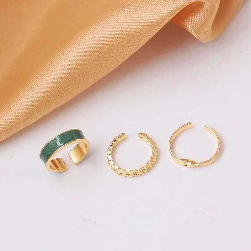 3pcs/set Rings Set for Women Adjustale Rings Set bague femme anillos para hombre Gold Color Twisted Design Rings Set Jewelry