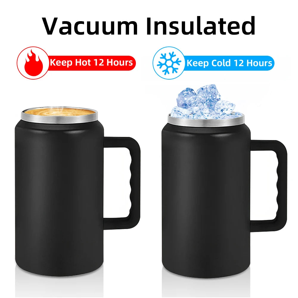1500ML Thermos Bottle Stainless Steel Tumbler Vacuum Insulated Coffee Cup With Handle and Straw Leak proof Travel Coffee Mug