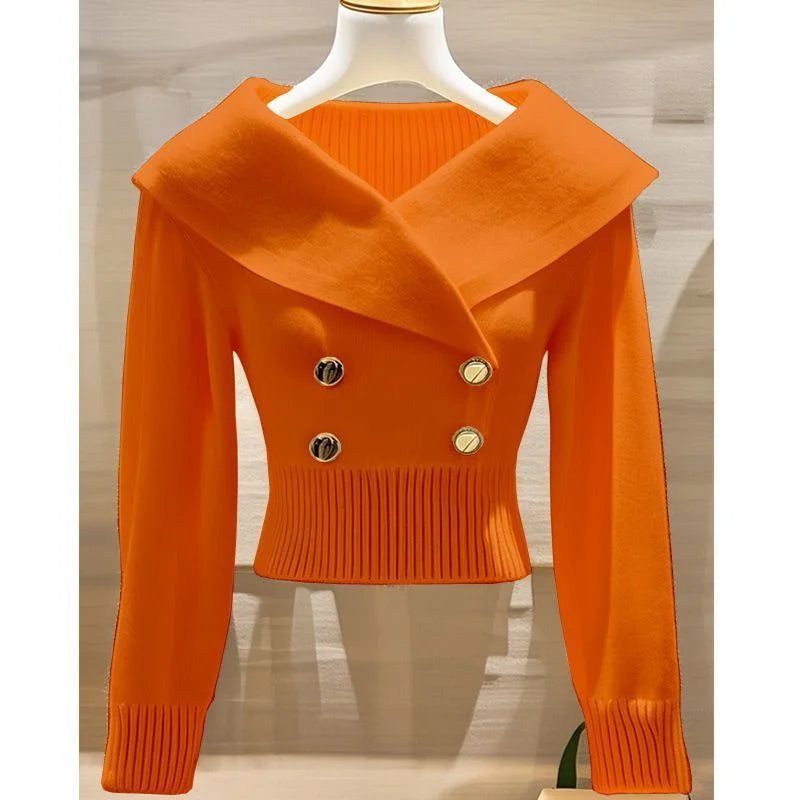 Sweater Women's 2025 New Fashion Autumn Long-Sleeved Temperament Casual Knitwear Female Pullovers Sweater