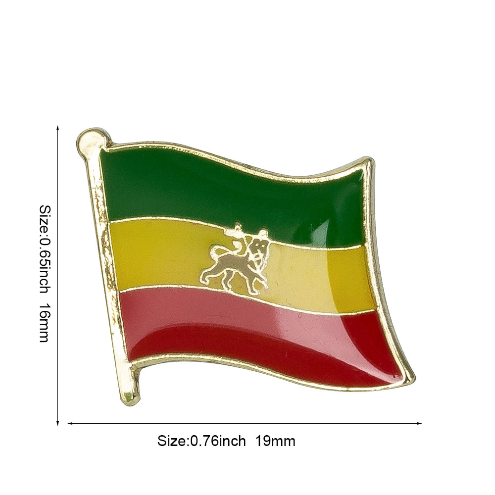 Ethiopia Flag Badge Clips Button for Clothes Metal Kawaii Pins in Brooches KS-0011