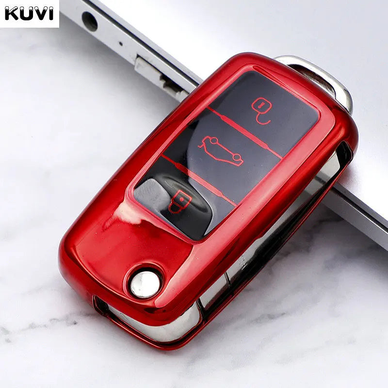 Leather TPU Car Key Case Car Key Full Cover Protection Bag for VW Volkswagen Polo Tiguan Passat Golf Jetta Lavida Skoda Octavia