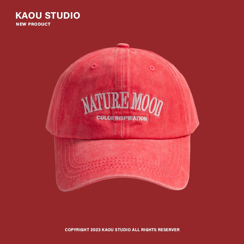 Summer Sun-Proof Washed Denim Peaked Cap Women's American Letter Embroidered Trendy Men's Baseball Cap Sun Protection Hat