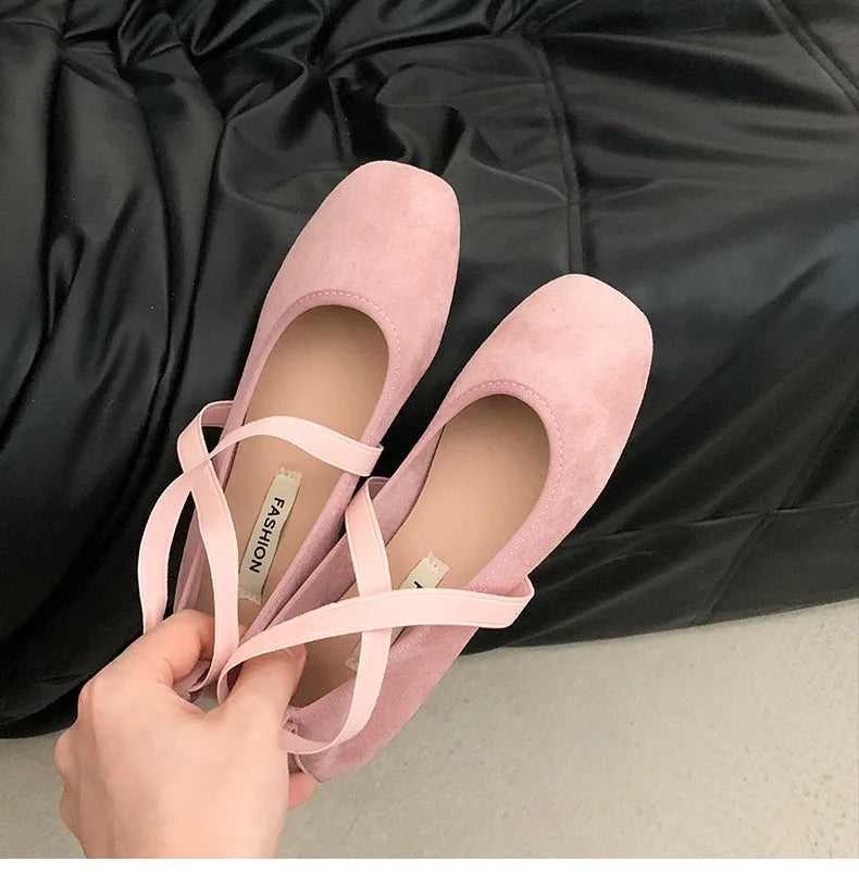 Flat Shoes for Women Summer New Pink Ballet Shallow Mouth Flats Sole Single Shoe Womens Soft Soled Mary Jane Shoes Pumps Zapatos