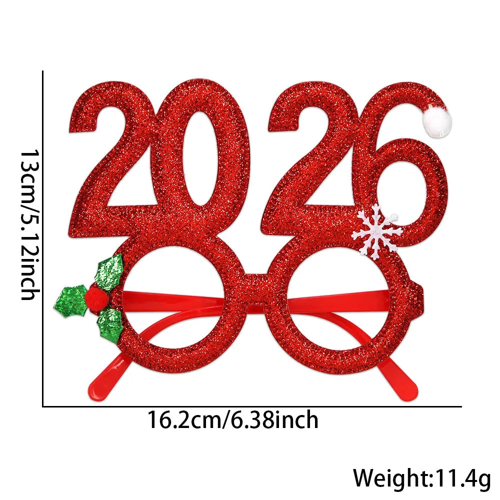 2026 Christmas Theme Digital Funny Glasses Party Decoration New Year Photo Frame Creative Eye Wear for Holiday Celebrations