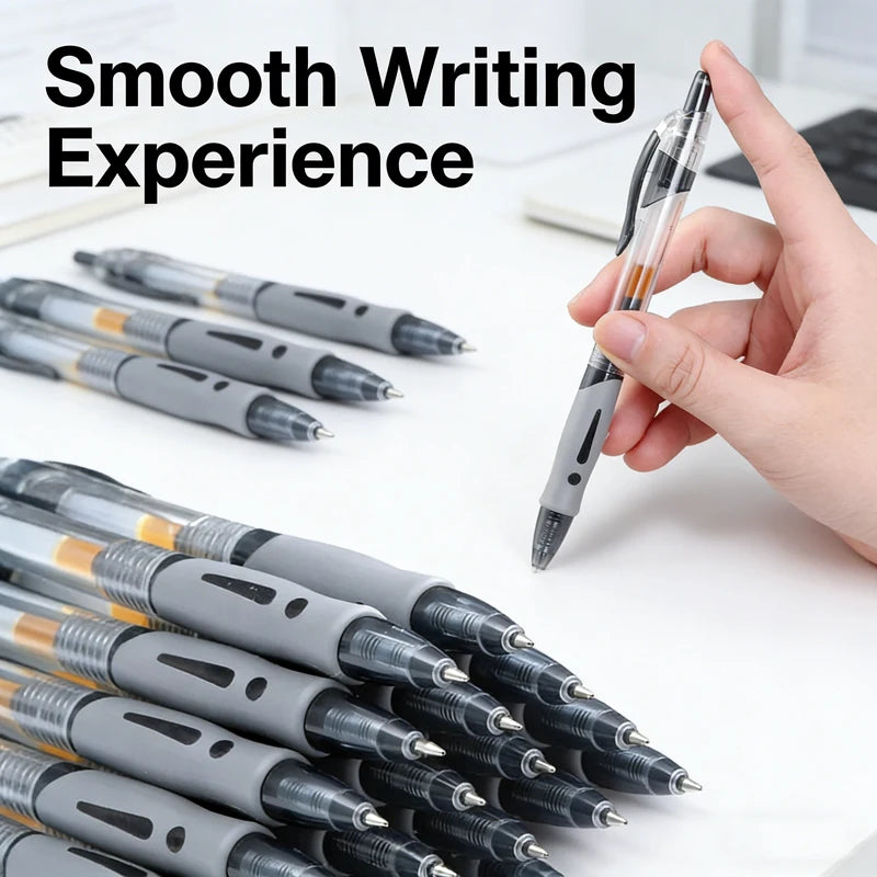 13-30Pcs 0.5mm Fine Point Retractable Gel Pens, Black Ink, Soft Anti-Slip Grip, Smooth Writing, Office & School Stationery Set