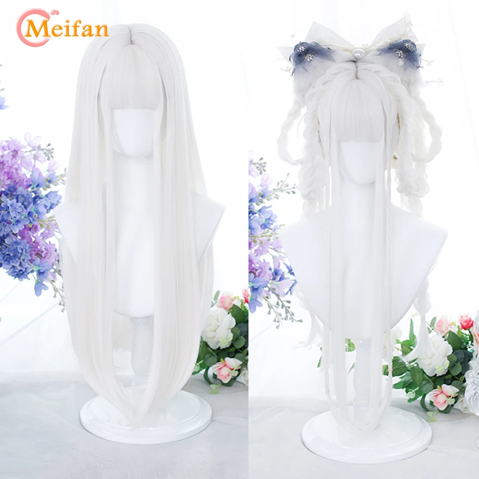 MEIFAN Synthetic Long Straight Lolita Wig with Bang Red Ombre Black Cosplay Party Halloween Christmas Wavy Curly Harajuku Wig