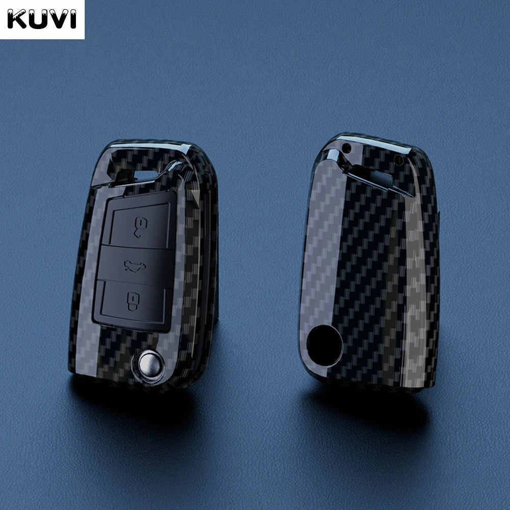 Carbon Fiber ABS Car Key Case Cover Shell For VW Volkswagen Polo Tiguan Passat Golf 7 MK Jetta Skoda Kodiaq Superb Octavia Seat