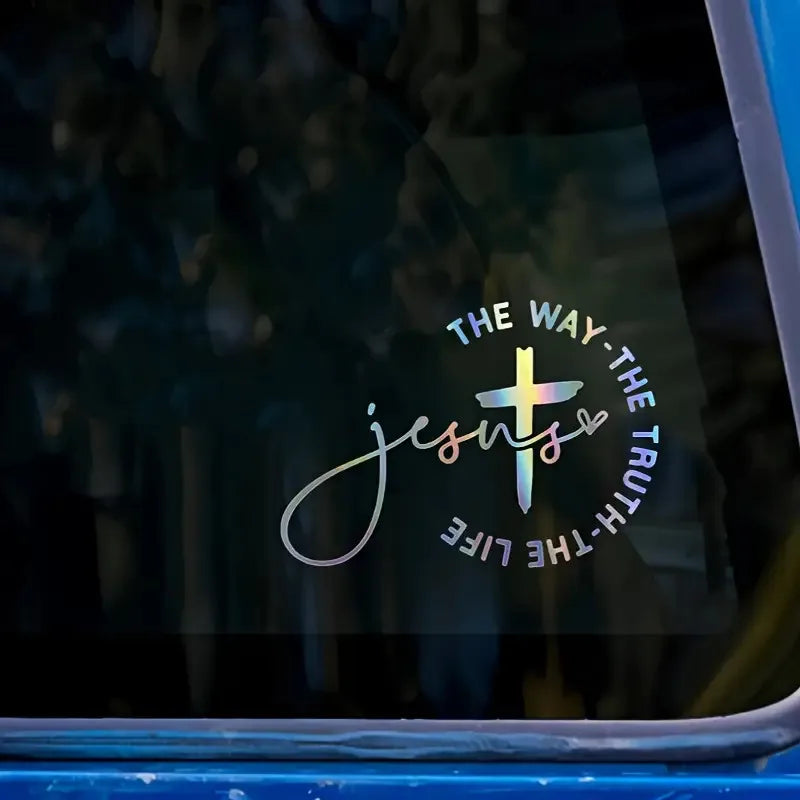 1Jesus Road Christian Car Sticker - Cross design strap
