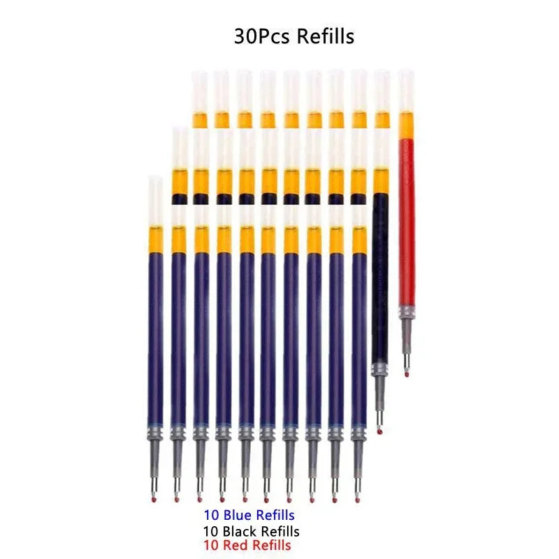 13-30Pcs 0.5mm Fine Point Retractable Gel Pens, Black Ink, Soft Anti-Slip Grip, Smooth Writing, Office & School Stationery Set
