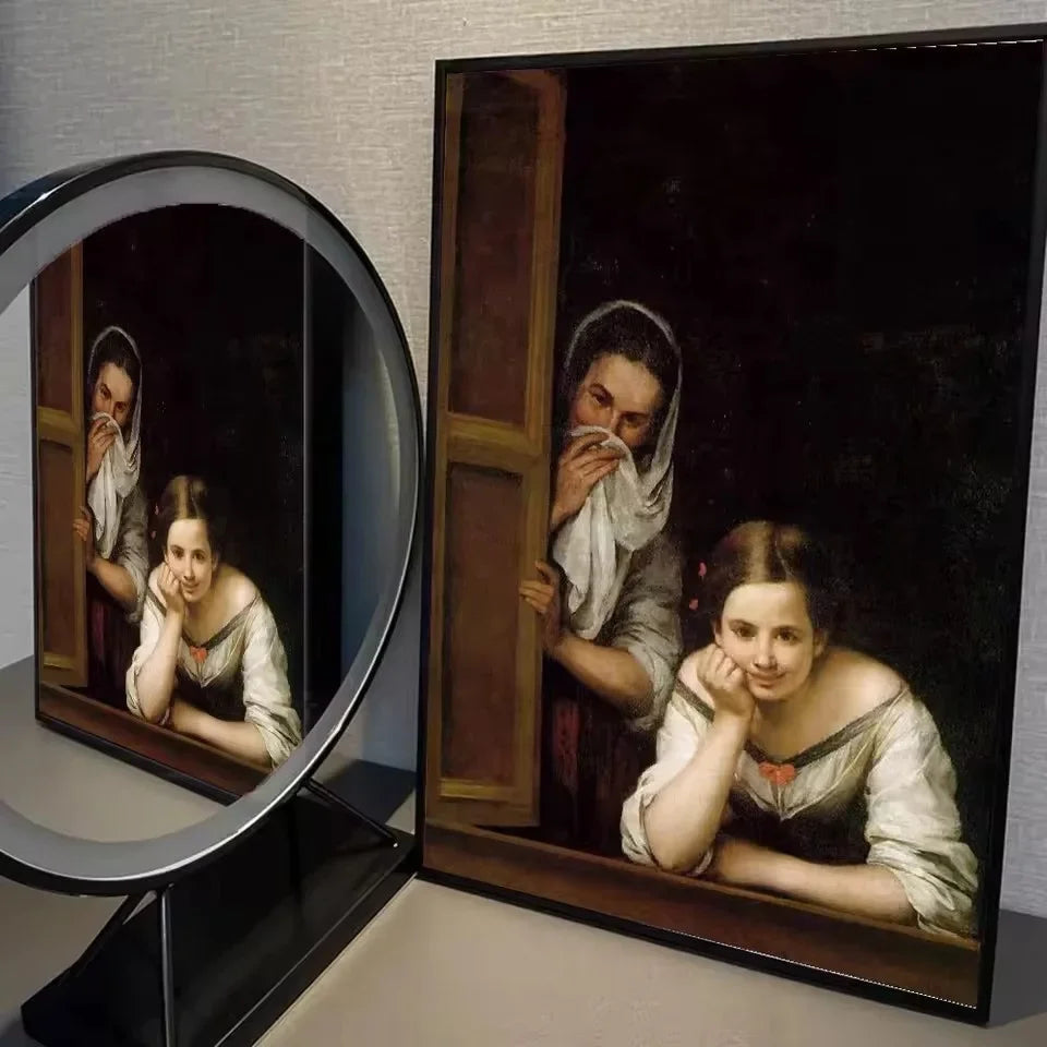 Mona Lisa Bathroom Wall Art Decor Covering Her Nose,Vintage Poster Print Toilet Funny Funny Canvas Painting Wall Home Decor Art