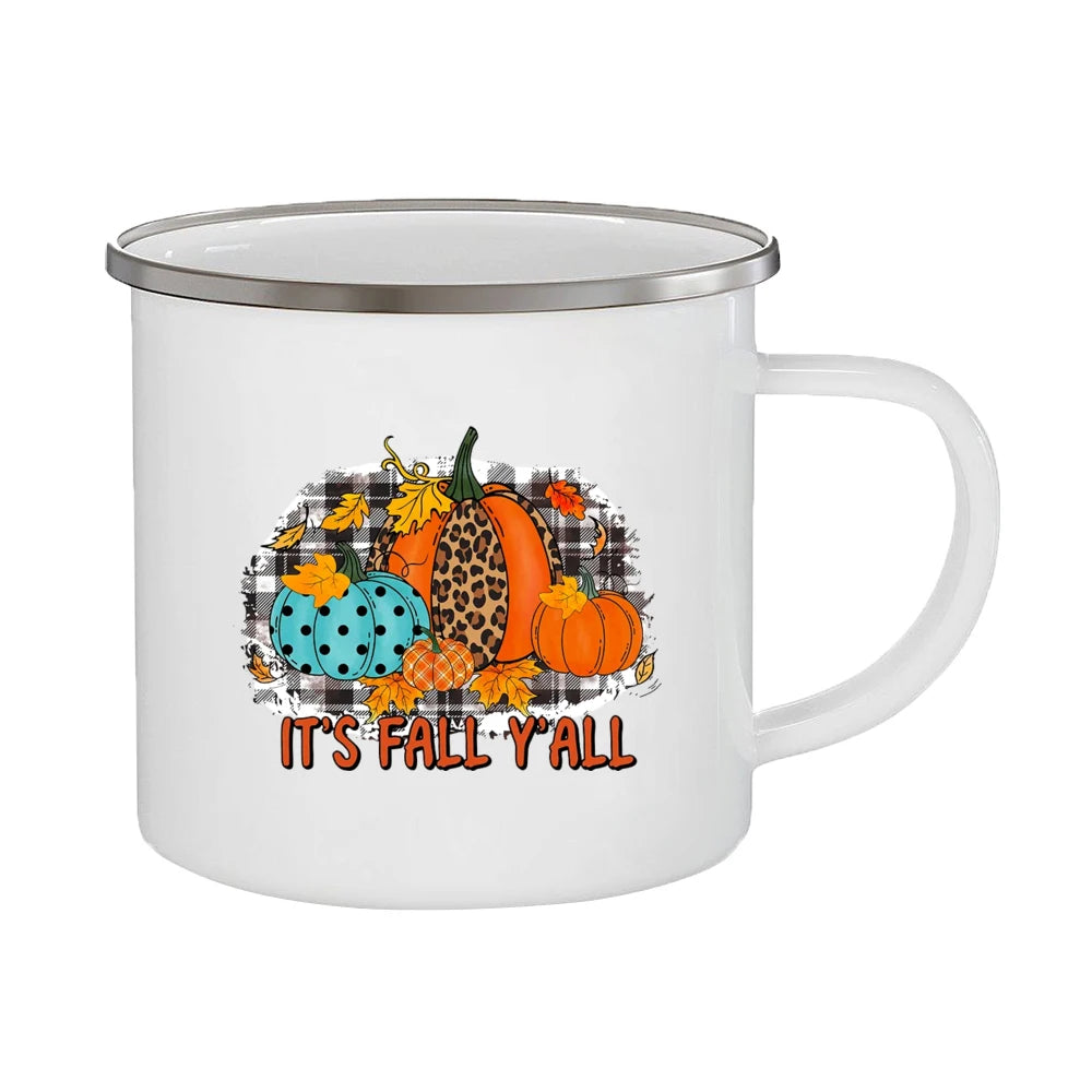 Just A Girl Who Loves Fall Mug Hello Autumn Mugs Pumpkin Spice Latte Enamel Coffee Cup Autumn Gifts Ideas