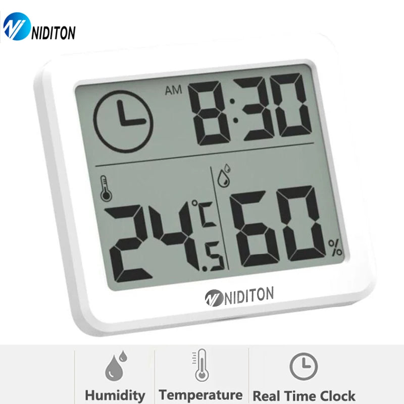 Digital Clock Desk Clock with Temperature Humidity  Wall Clocks for  Home Kitchen Office Desk Decorations NIDITON