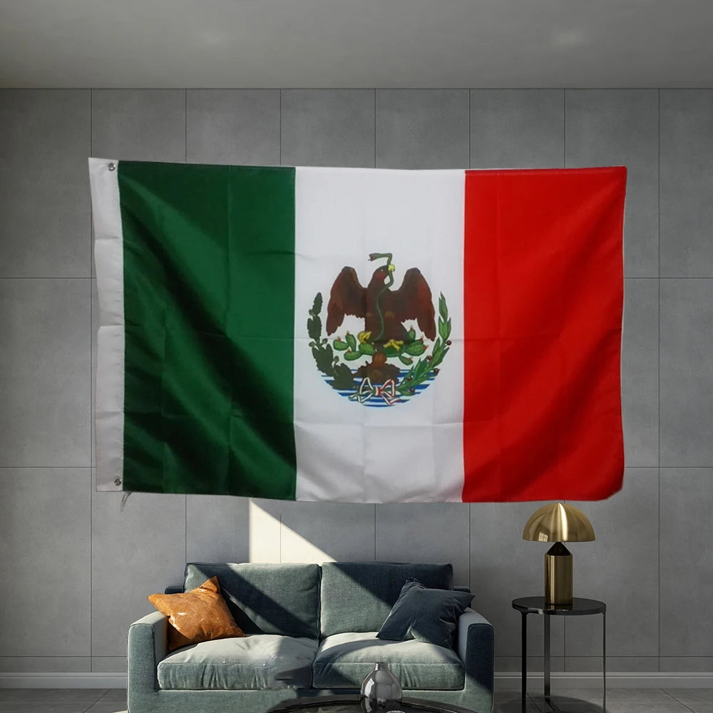 MEXICO National Flag  Country Banner  Periods Graphic Custom Printed Polyester Shaft Cover Brass Grommet