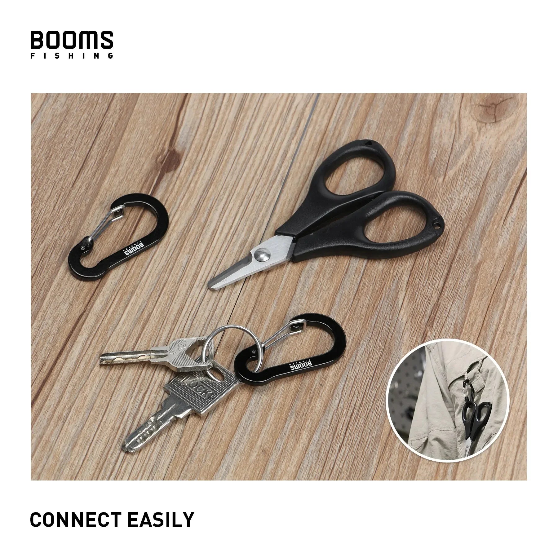 Booms Fishing CC1-10pcs Multi-Use Small Clips Keychain Caribeaner Clip 2 inch Aluminum D Ring Carabiners Fishing Accessories