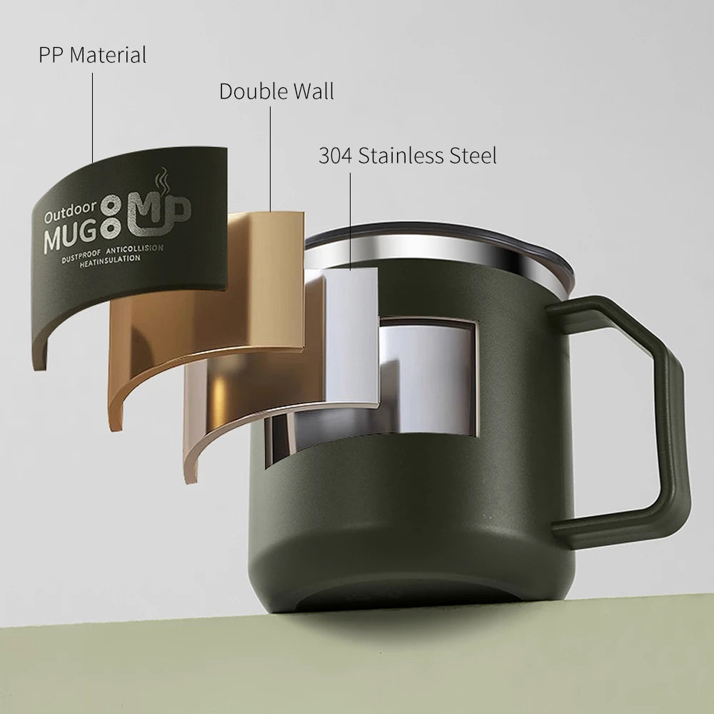 400ml 304 Mug Stainless Steel Anti-Fall with Lid Milk Cup for Men and Women Home Water Cup Office Coffee Cup