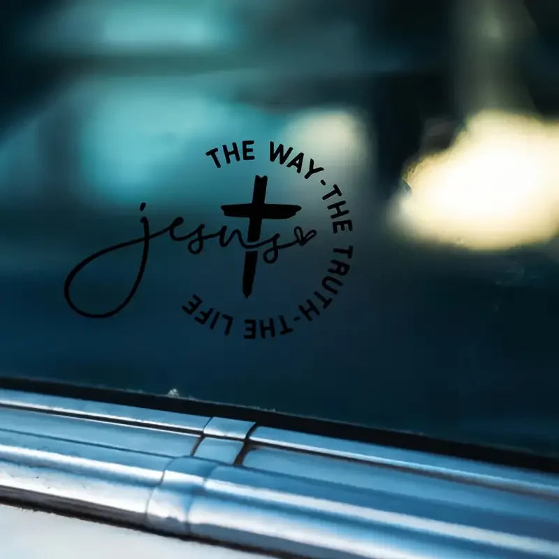1Jesus Road Christian Car Sticker - Cross design strap