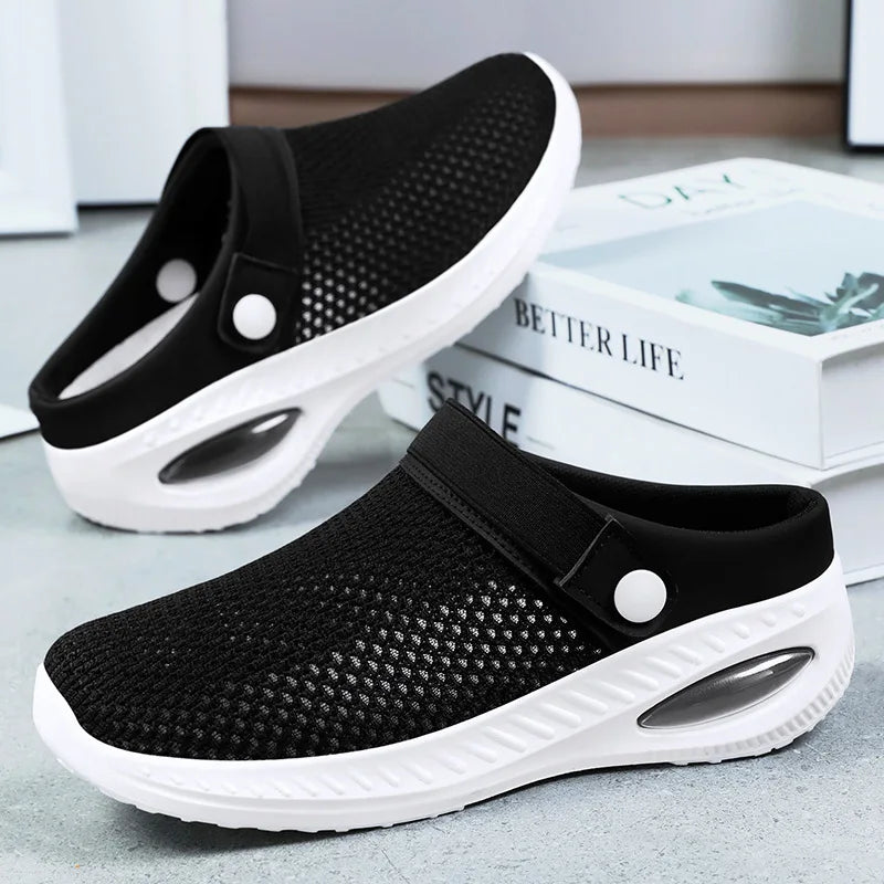 2025 New Breathable Women's Slippers Soft Sole Casual Beach Shoes Breathable Lazy Half Drag Women's Shoes