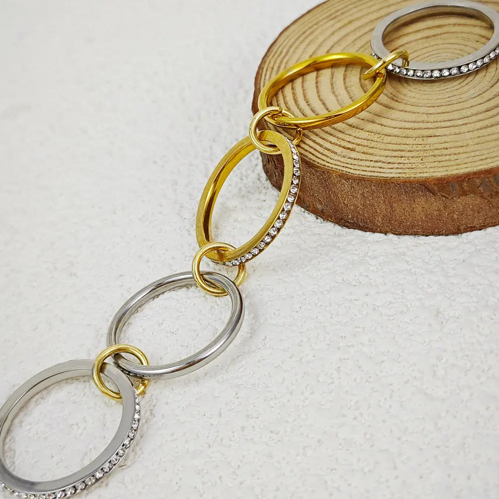 Five-Piece Set Stackable Rings Stainless Steel Two-color Design Bling Zircon Spinelli Kilcollin Ring Jewerly Gifts For Women