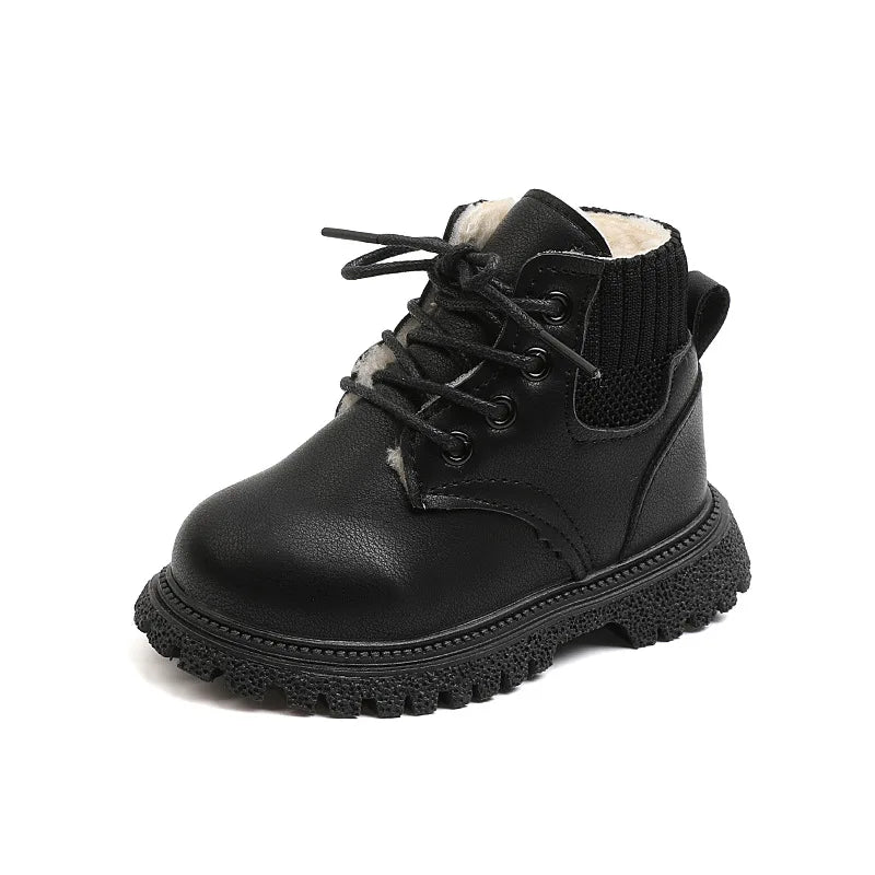 Toddlers Kids Tide Boots Autumn Winter Warm Thick Cotton Boys Girls Snow Boots Little Children Leather Cotton Boots Fashion Soft