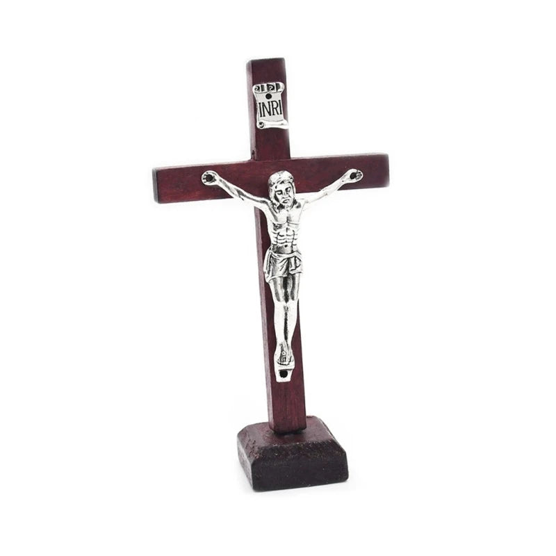 10pcs Wooden Cross Ornament Standing Crucifix Cross Decoration Tabletop Ornaments for Churches and Religious DropShipping