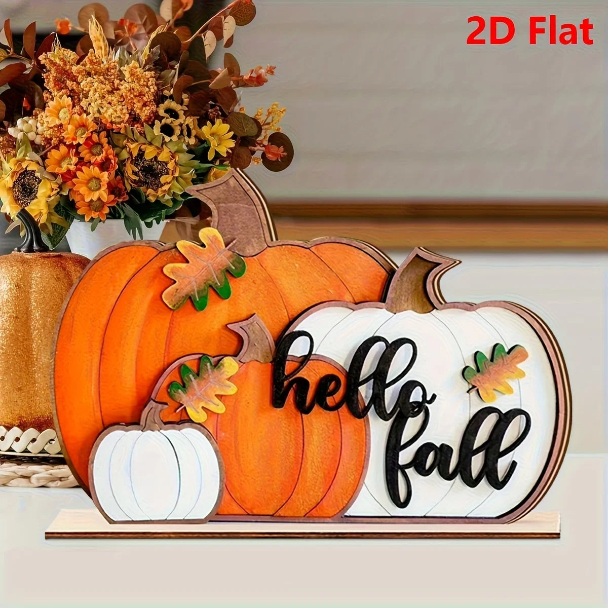 Fall Decorations for Home Hello Pumpkin Wooden Sign Hello Fall Wooden Block Signs for Autumn Farmhouse Decor for Home Kitchen
