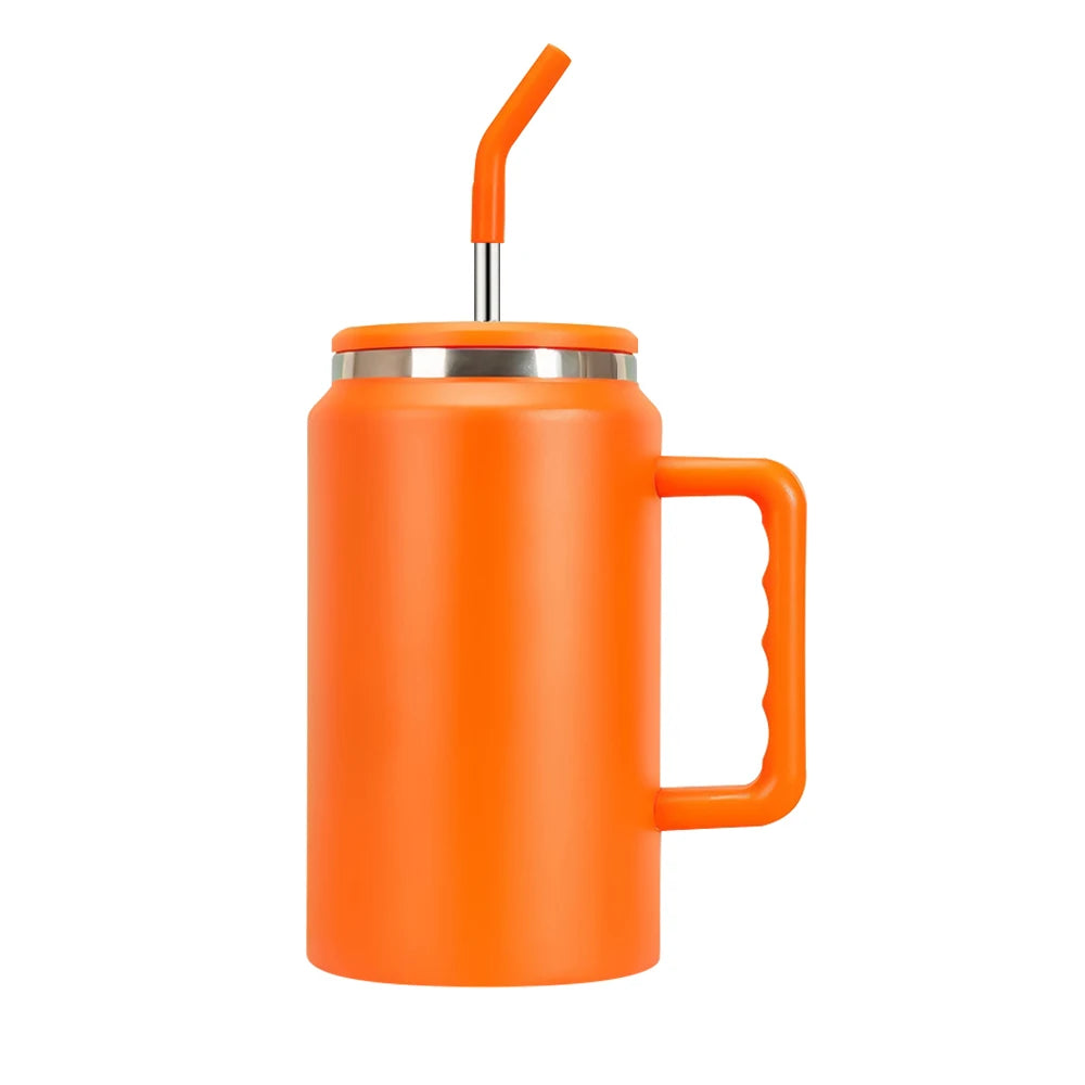 1500ML Thermos Bottle Stainless Steel Tumbler Vacuum Insulated Coffee Cup With Handle and Straw Leak proof Travel Coffee Mug