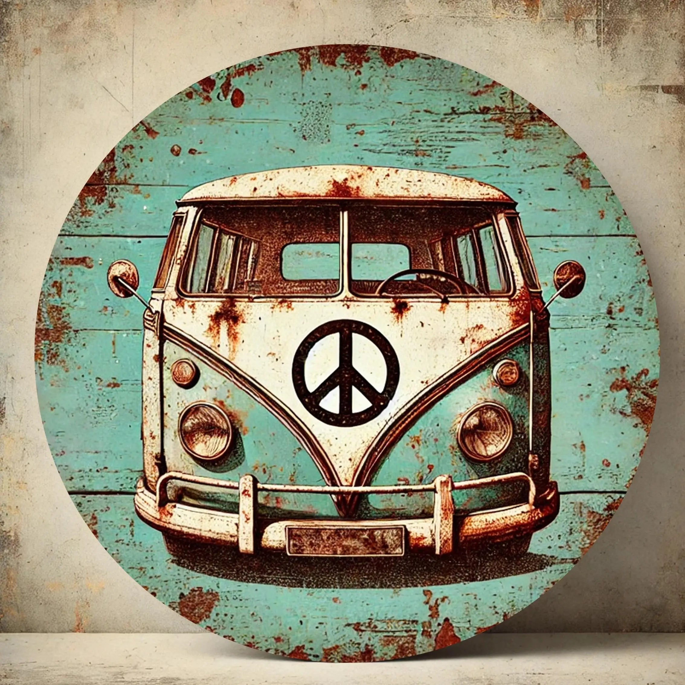 2D 1PC Wooden Disc Green Car Theme Logo 8 Inch Decorative Art Wall Plaque Bedroom Office Decoration