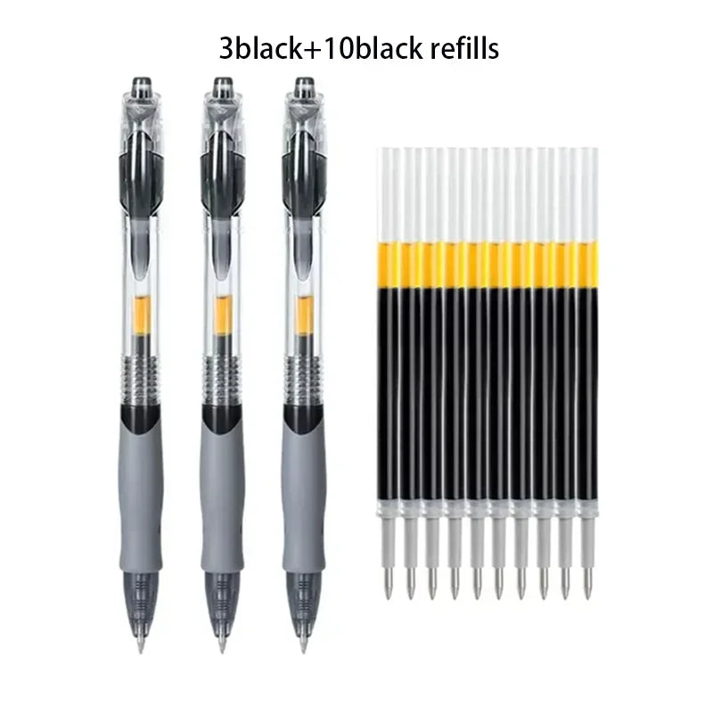 13-30Pcs 0.5mm Fine Point Retractable Gel Pens, Black Ink, Soft Anti-Slip Grip, Smooth Writing, Office & School Stationery Set