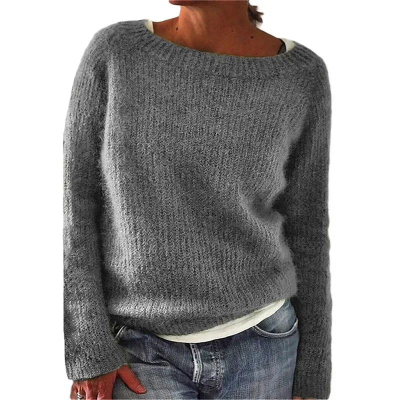 2025 Spring Knitting Oversize Women's Sweater Black O-neck Long Sleeve Loose Warm Sweaters Female Trendy Casual Ladies Clothes