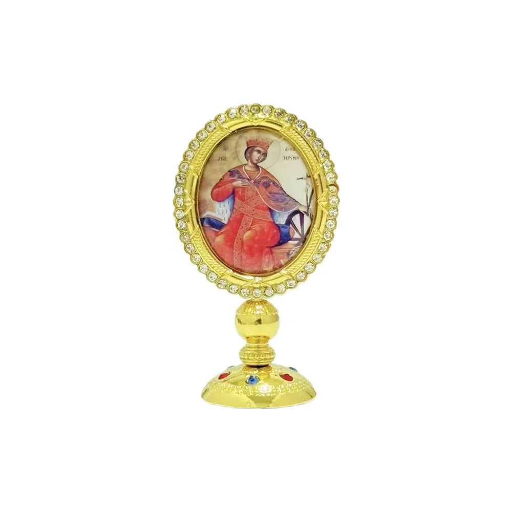 Orthodox Icon Ornament, Orthodox Car Dashboard Decoration, Zinc Alloy Gold Plated, Church Altar, Religious Ceremony