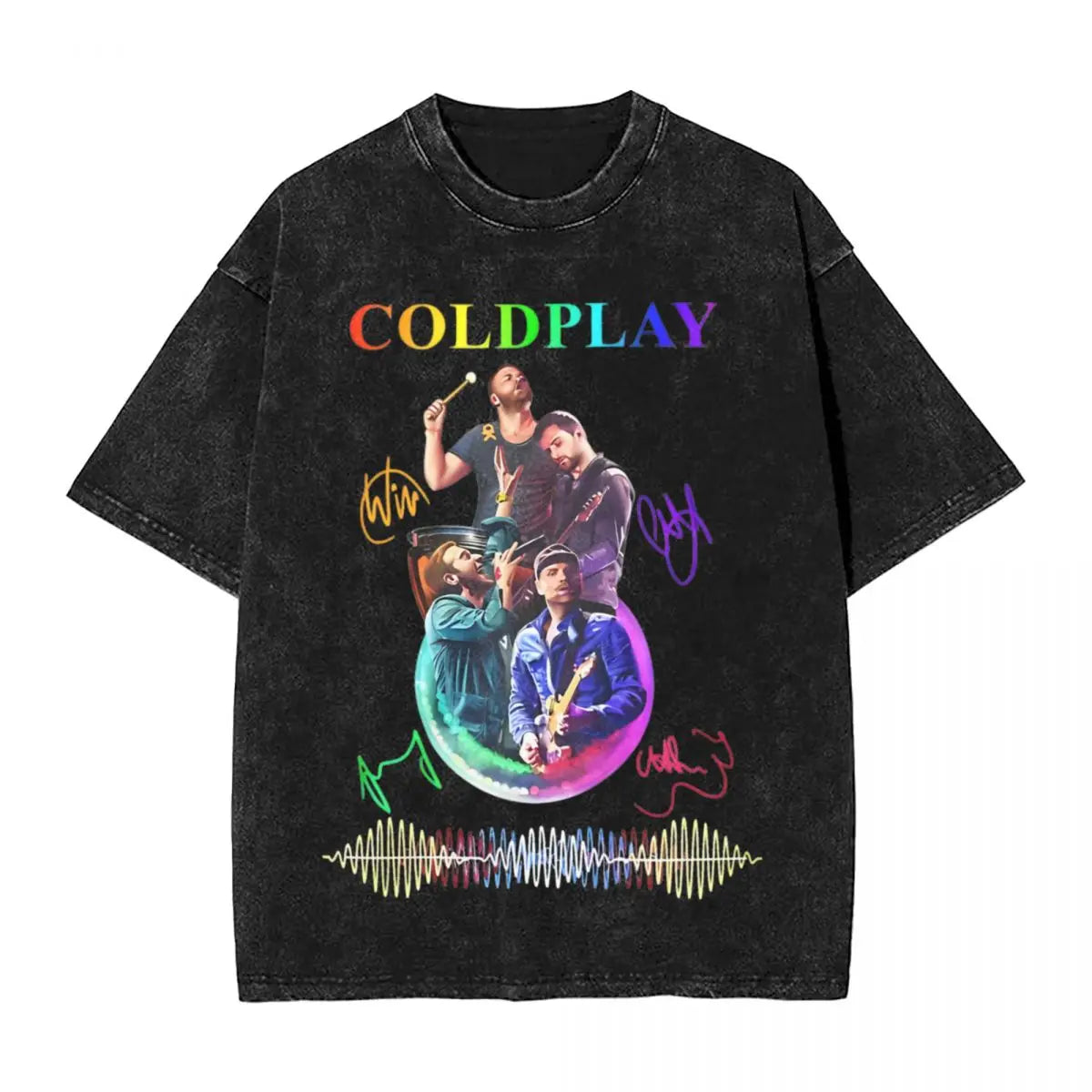 Head Full of Dreams Washed T Shirts Streetwear Novelty T-Shirt Coldplays World Tour 2024 Tee Shirt 100% Cotton High Street