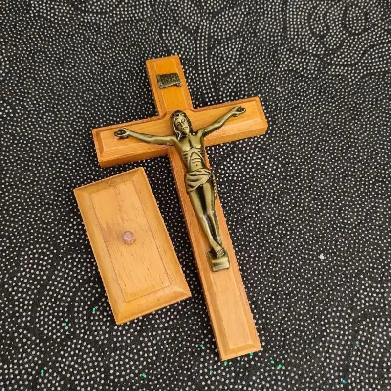 Table Cross Wooden Catholic Jesus Cross with Stand Religious Christian Crucifix Church Decoration Home Shelf Ornaments