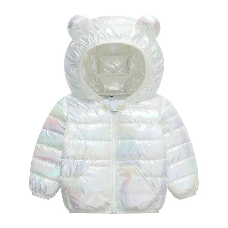 Colorful Fabric Hooded Lightweight Down Jackets  Kids Boys Girls Baby Autumn Winter Warm Outerwear Fashion Coat Casual Clothing
