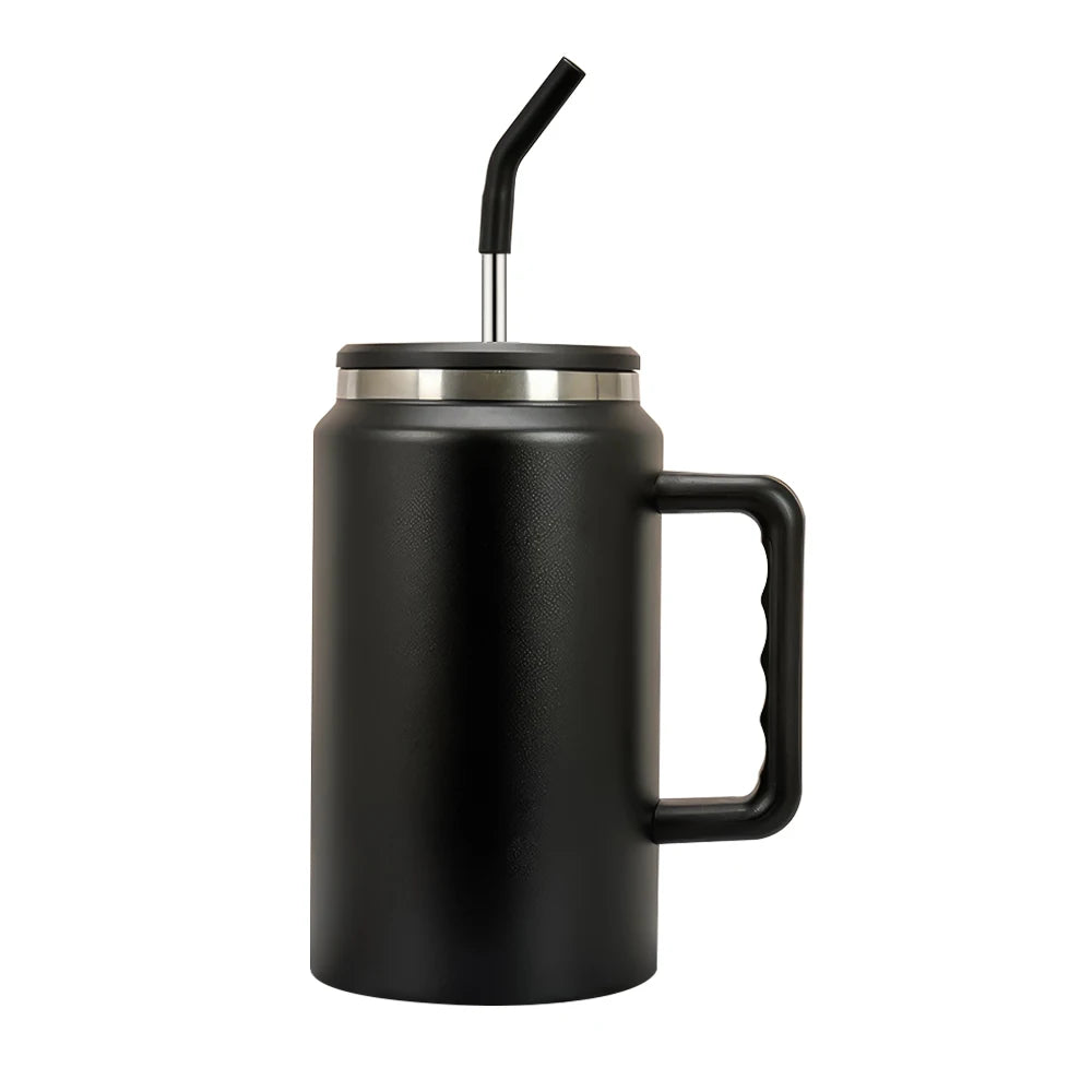 1500ML Thermos Bottle Stainless Steel Tumbler Vacuum Insulated Coffee Cup With Handle and Straw Leak proof Travel Coffee Mug