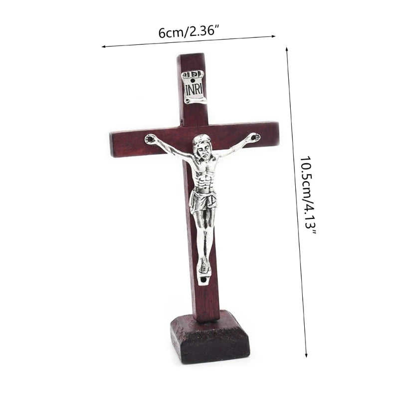 10pcs Wooden Cross Ornament Standing Crucifix Cross Decoration Tabletop Ornaments for Churches and Religious DropShipping