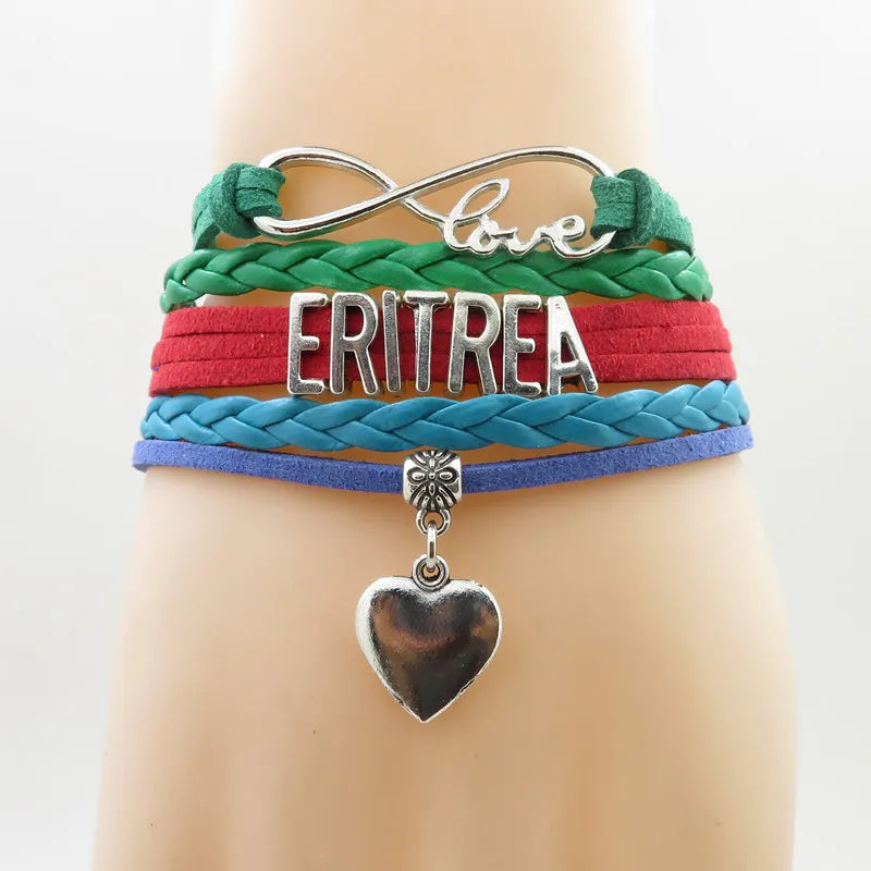 Love Eritrea Flag Bracelet Handmade Charm Bracelets & Bangles For Women And Men Jewelry Freindship Lovers Gift