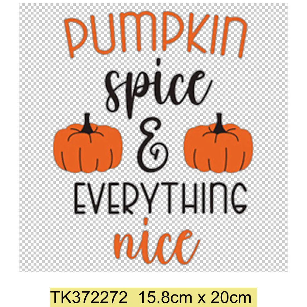 Retro Printing Thanksgiving Iron on Transfers Patches Pumpkin Autumn Heat Transfer Stickers for Clothes Heat Transfers Patches
