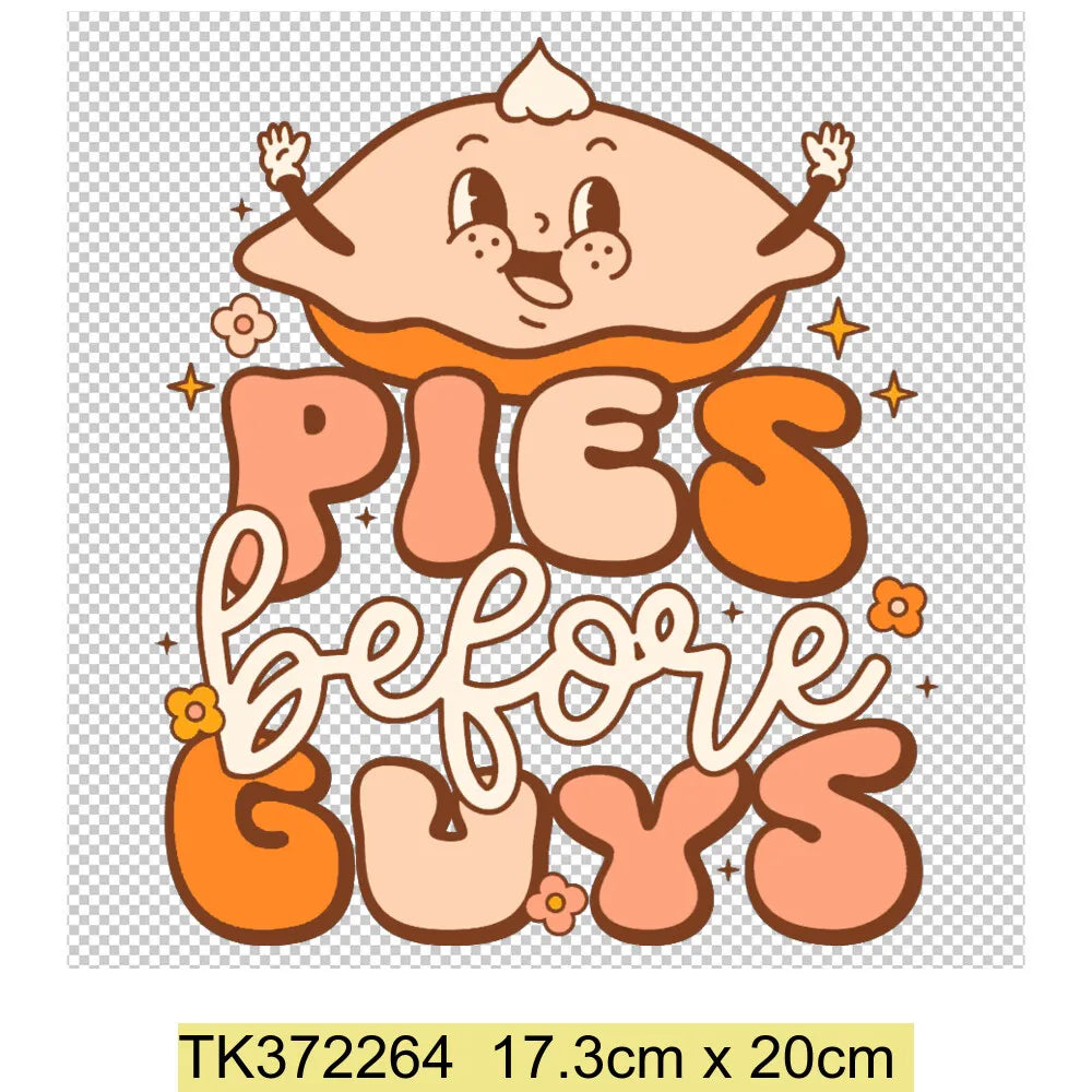 Retro Printing Thanksgiving Iron on Transfers Patches Pumpkin Autumn Heat Transfer Stickers for Clothes Heat Transfers Patches