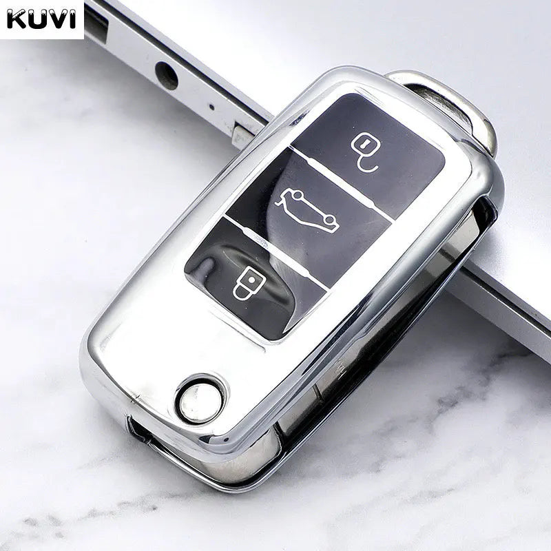 Leather TPU Car Key Case Car Key Full Cover Protection Bag for VW Volkswagen Polo Tiguan Passat Golf Jetta Lavida Skoda Octavia