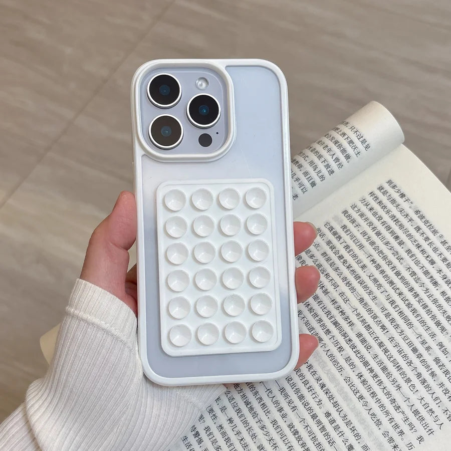 Candy Bumper Phone Case For iPhone 17 16 E 15 14 13 12 11 Pro Max XR X XS 7 8 Plus 3D Suction Cup Airbag Clear Shockproof Cover