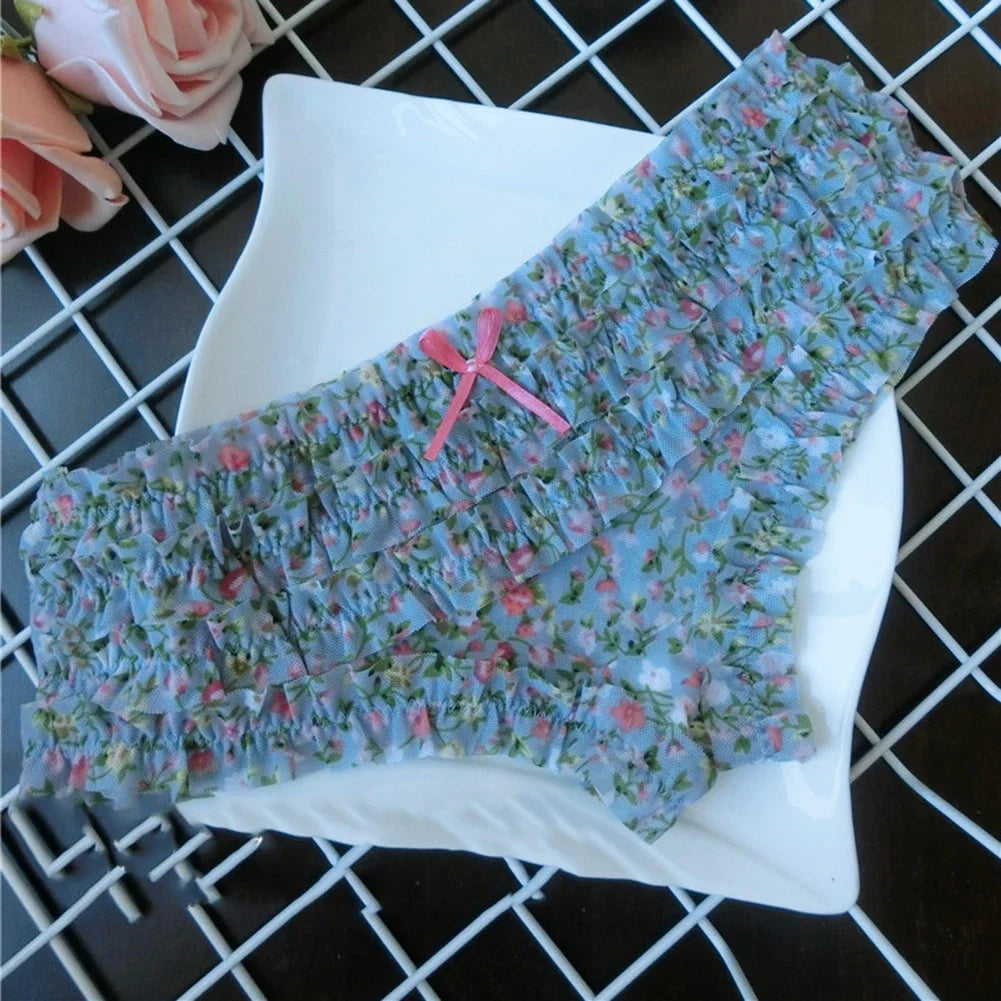 Sexy Women Cute Sweet Underwear Female Low Waist Panties Cake Layer Lace Briefs Ultra Thin Underpants Mesh Breathable Lingerie