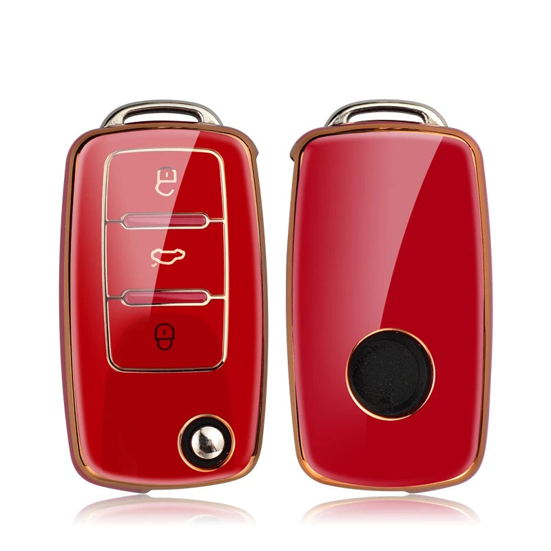 Leather TPU Car Key Case Car Key Full Cover Protection Bag for VW Volkswagen Polo Tiguan Passat Golf Jetta Lavida Skoda Octavia