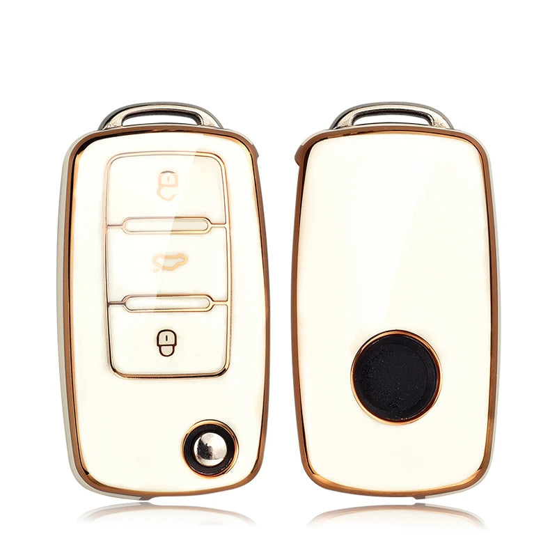 Leather TPU Car Key Case Car Key Full Cover Protection Bag for VW Volkswagen Polo Tiguan Passat Golf Jetta Lavida Skoda Octavia
