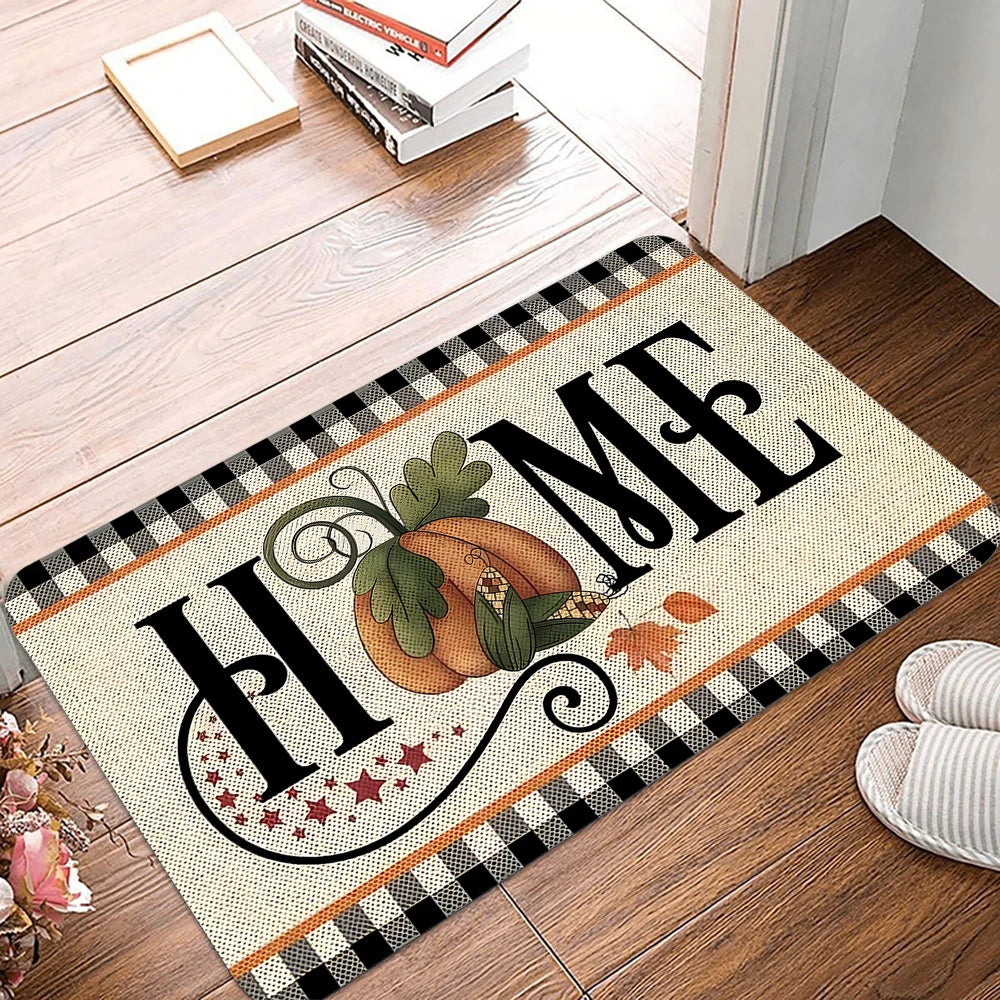 Happy Fall Yall Pumpkin Door Mat Thanksgiving Autumn Scarecrow Non-Slip Welcome Decorative Seasonal Floor Mat for Indoor Outdoor
