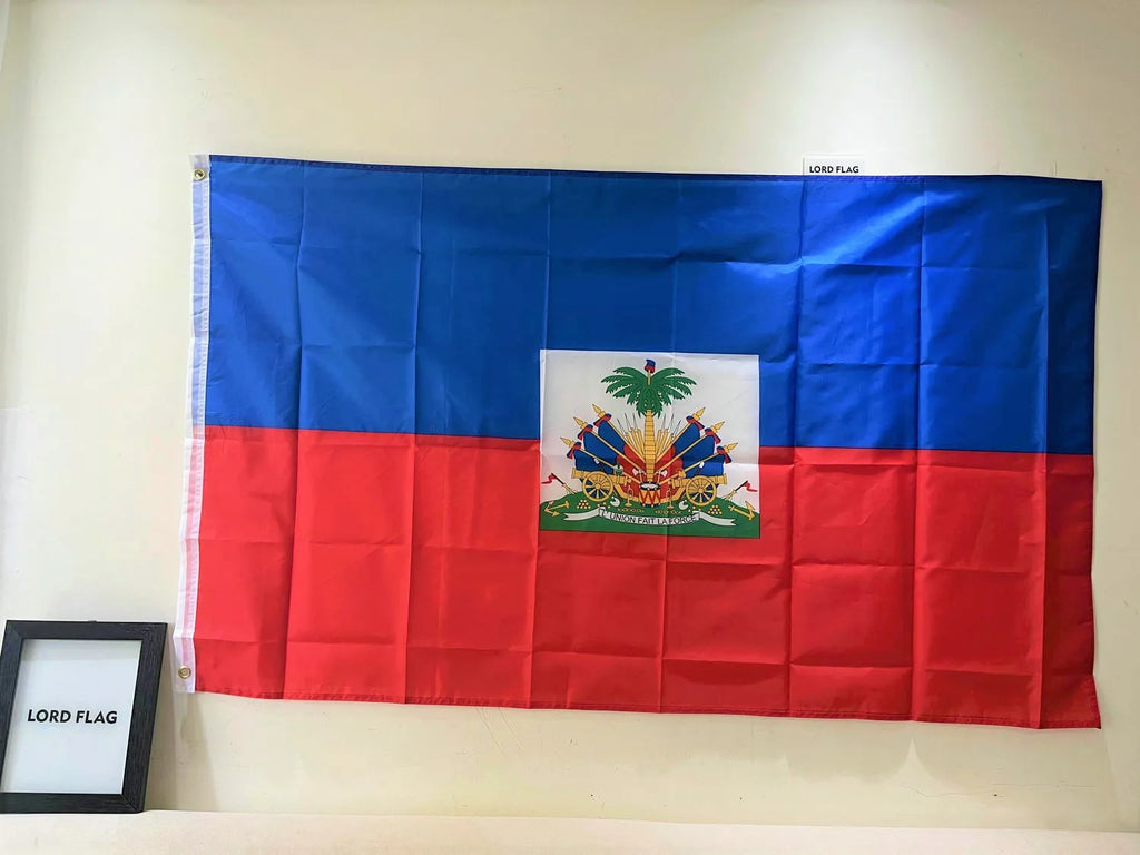 Free shipping  Haiti Flag 90x150cm 100% blue red Polyester 2 Sides Printed National Flag Haiti Sports