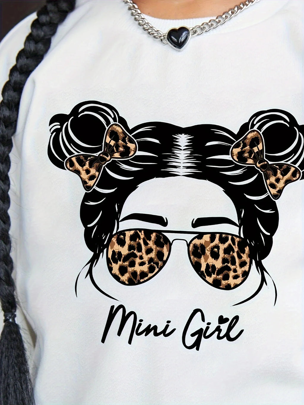 Girls' Autumn Outfit: Printed Round Neck Long-Sleeve Sweatshirt & Tight-Fitting 9-Point Pants, Fashionable Home Casual Versatile Two-Piece Set