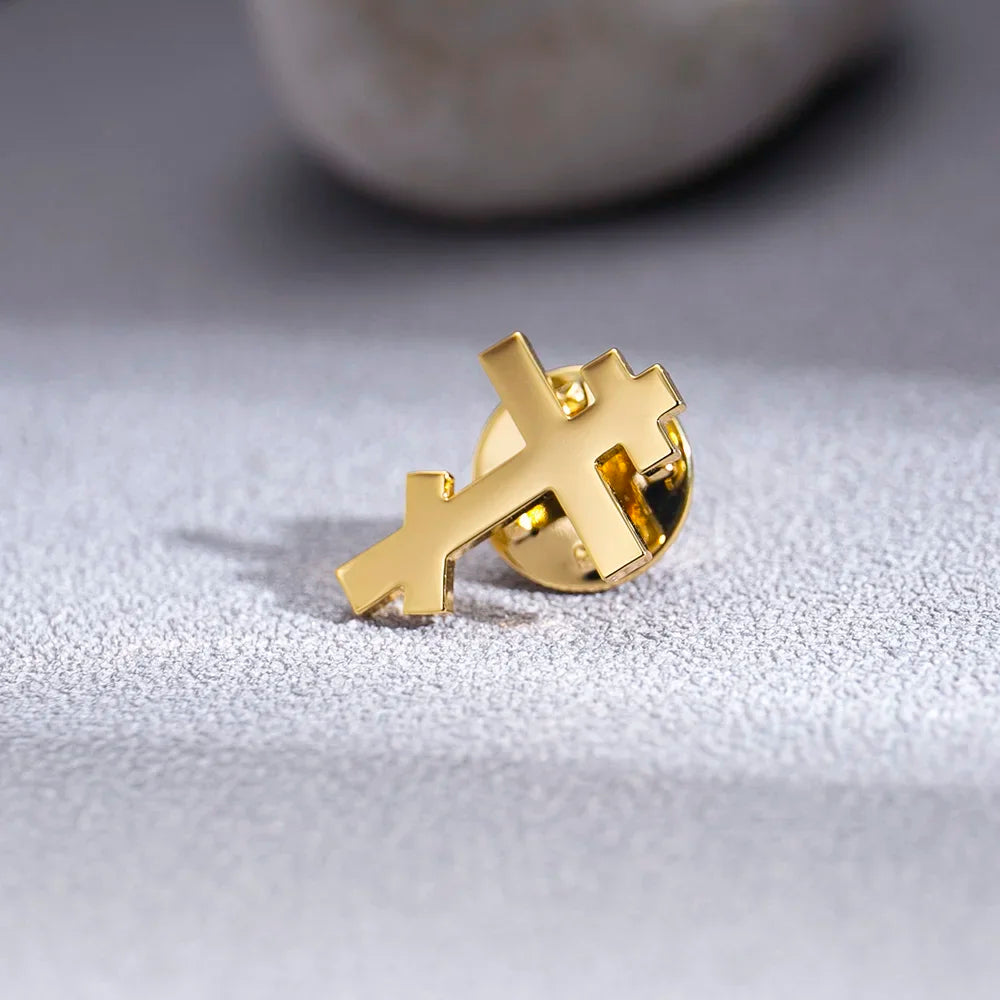 Orthodox Cross Brooch for Men Stainless Steel Pins Jewelry Jesus Faith Suit Badge Wedding Accessories